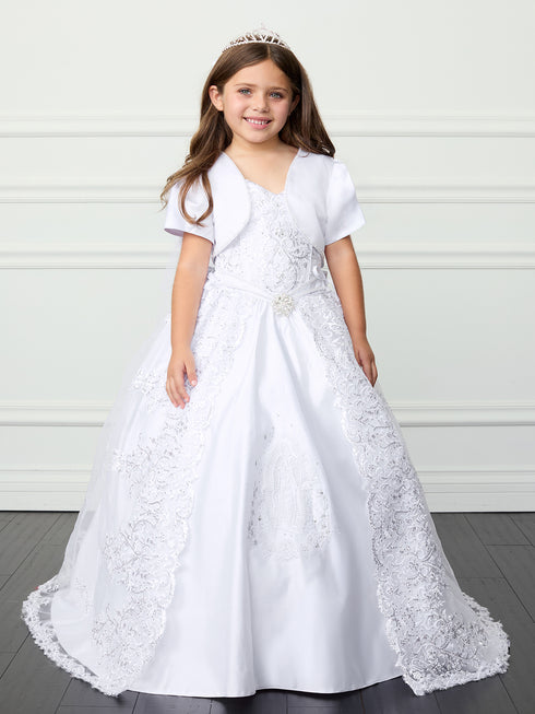 Girls Sweetheart Neckline & Maria Embroidery Communion Dress 7-18